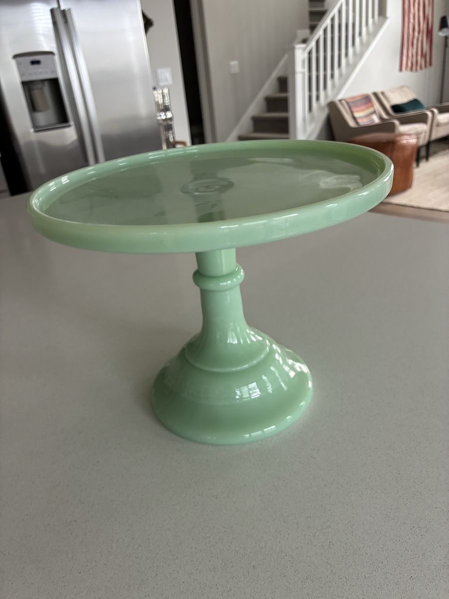 Jadeite Green Glass Pedestal Cake Stand