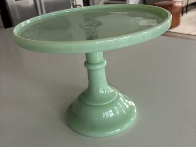 Jadeite Green Glass Pedestal Cake Stand