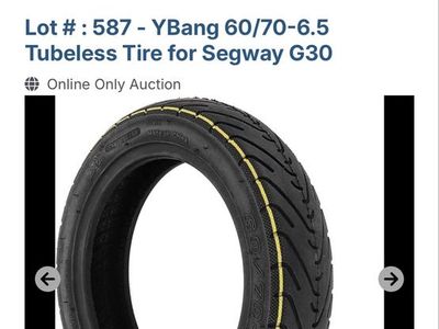 YBang 60/70-6.5 Tubeless Tire for Segway G30 Electric Scooter - New, Explosion-Proof