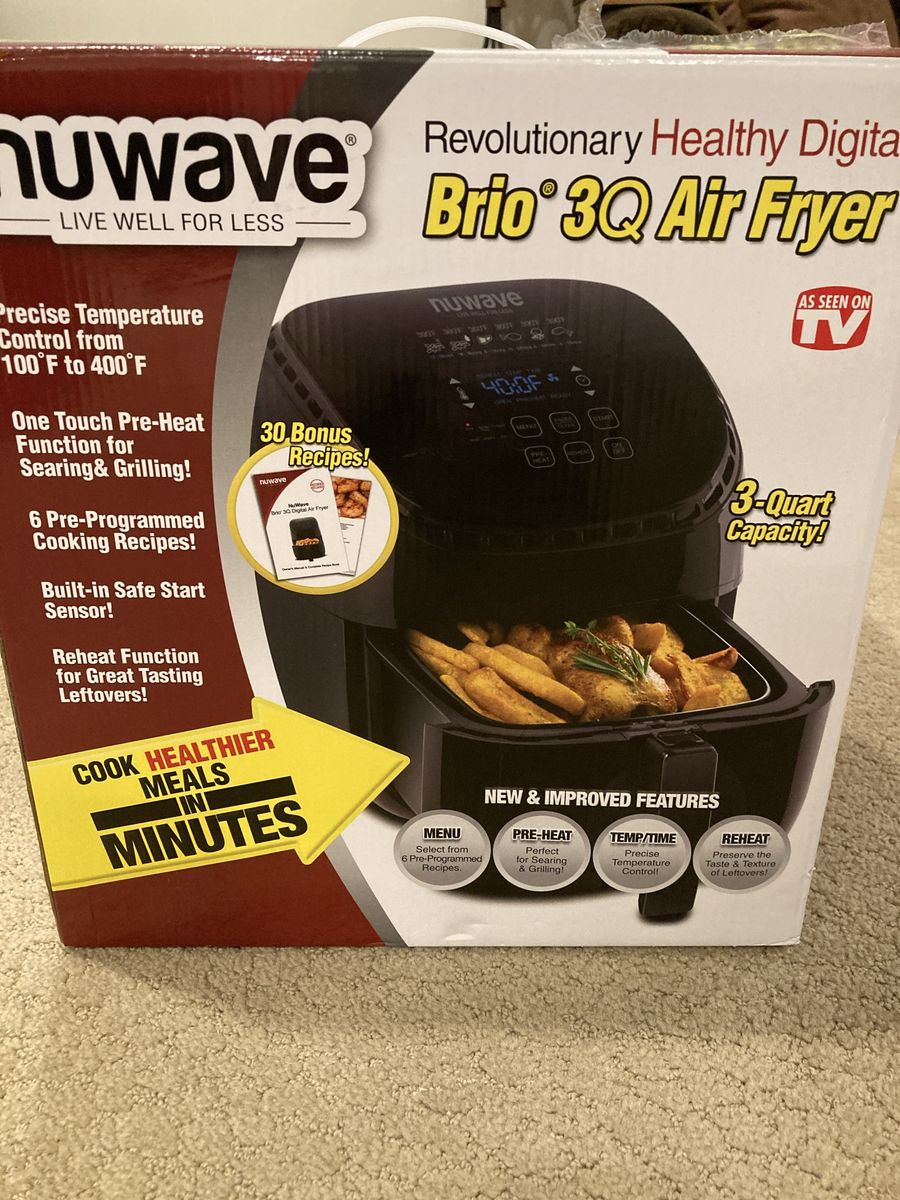 Nuwave Brio 3Q Digital Air Fryer with Precise Temp Control, Pre-Heat & 6 Presets - New
