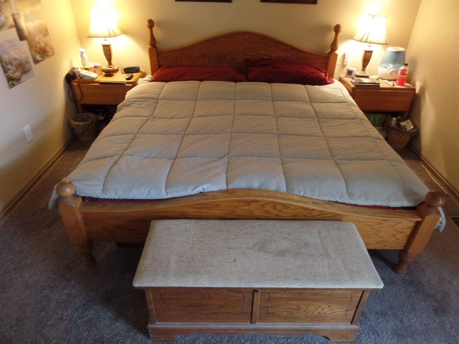 Water Bed King Waveless Light Oak