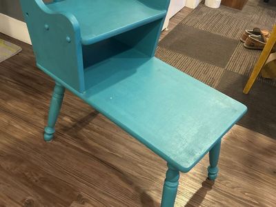Vintage Wood Turquoise Side Table
