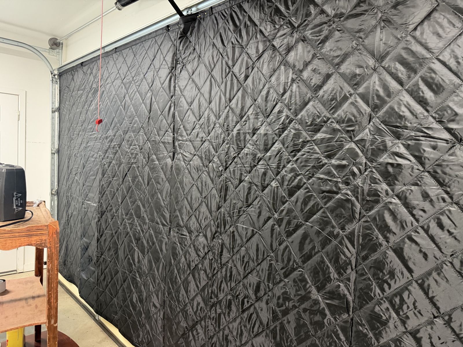 Black Quilted Garage Door Thermal Insulation Curtain / Blanket Screen Cover