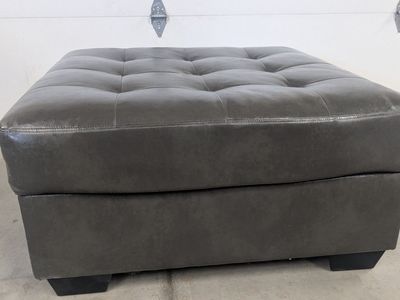 Gray Leather Ottoman