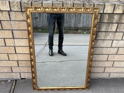 Vintage Mid Century mirror, beautiful hand carved wooden frame MCM Mid Century Modern