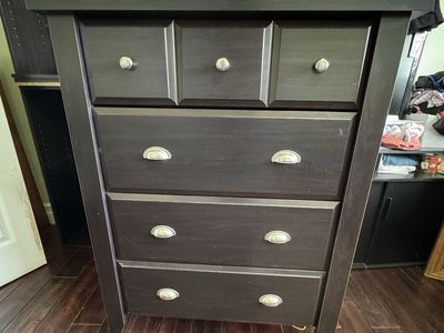 Dark Brown Wood Chest of Drawers Dresser 4-Drawer Storage