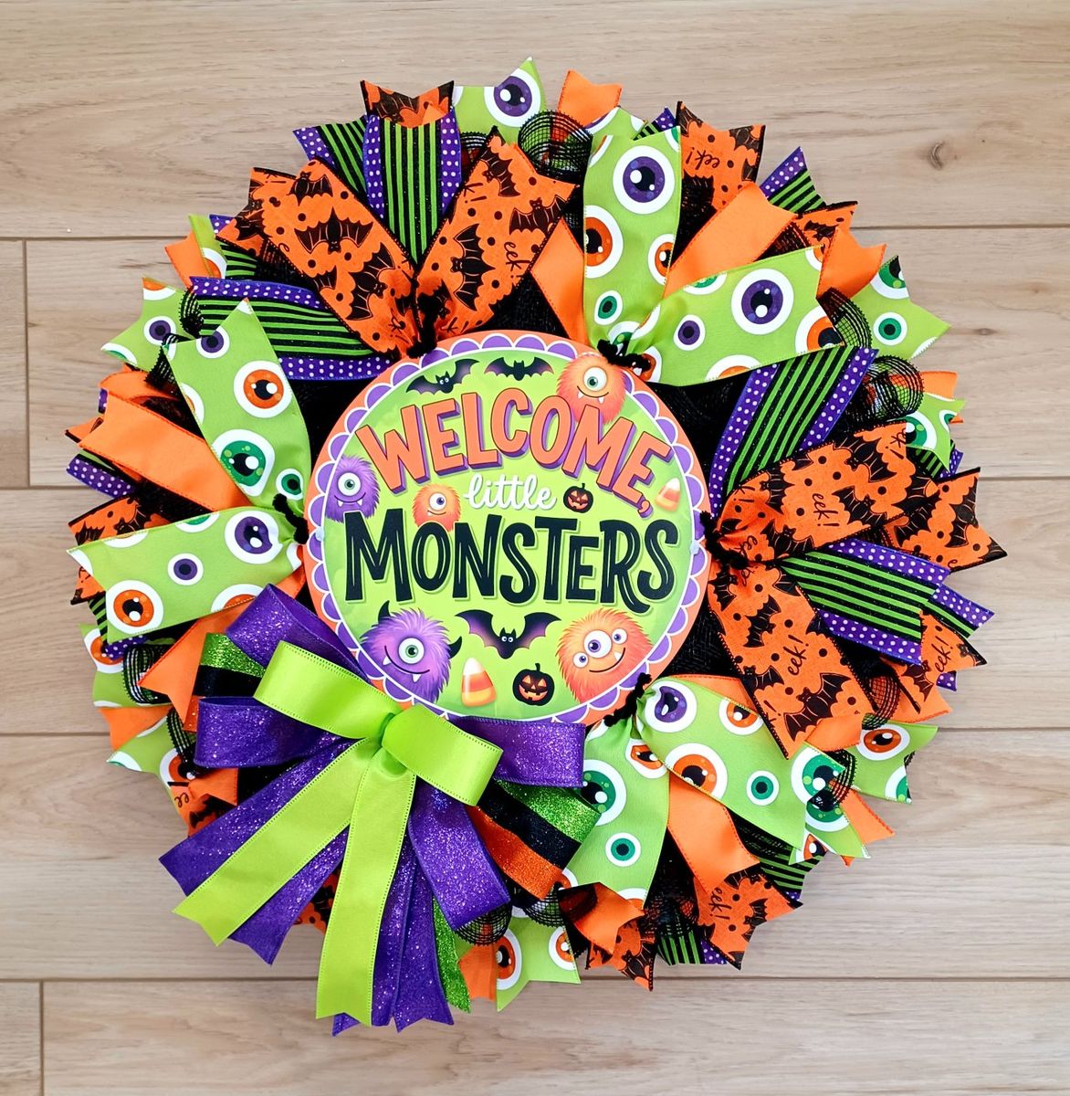 Welcome Little Monsters - Halloween Wreath