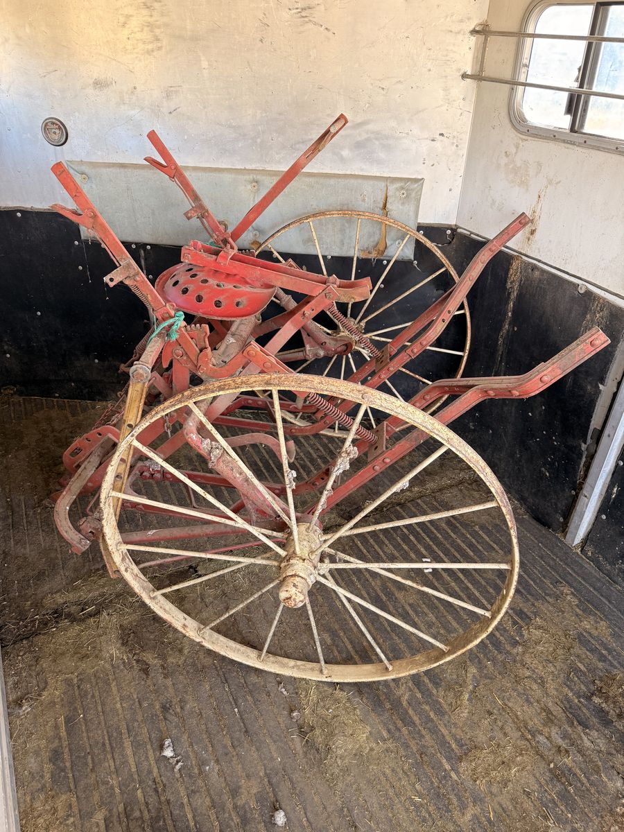 Antique McCormick-Deering Horse Drawn Riding Cultivator – International Harvester – Steel Wheels