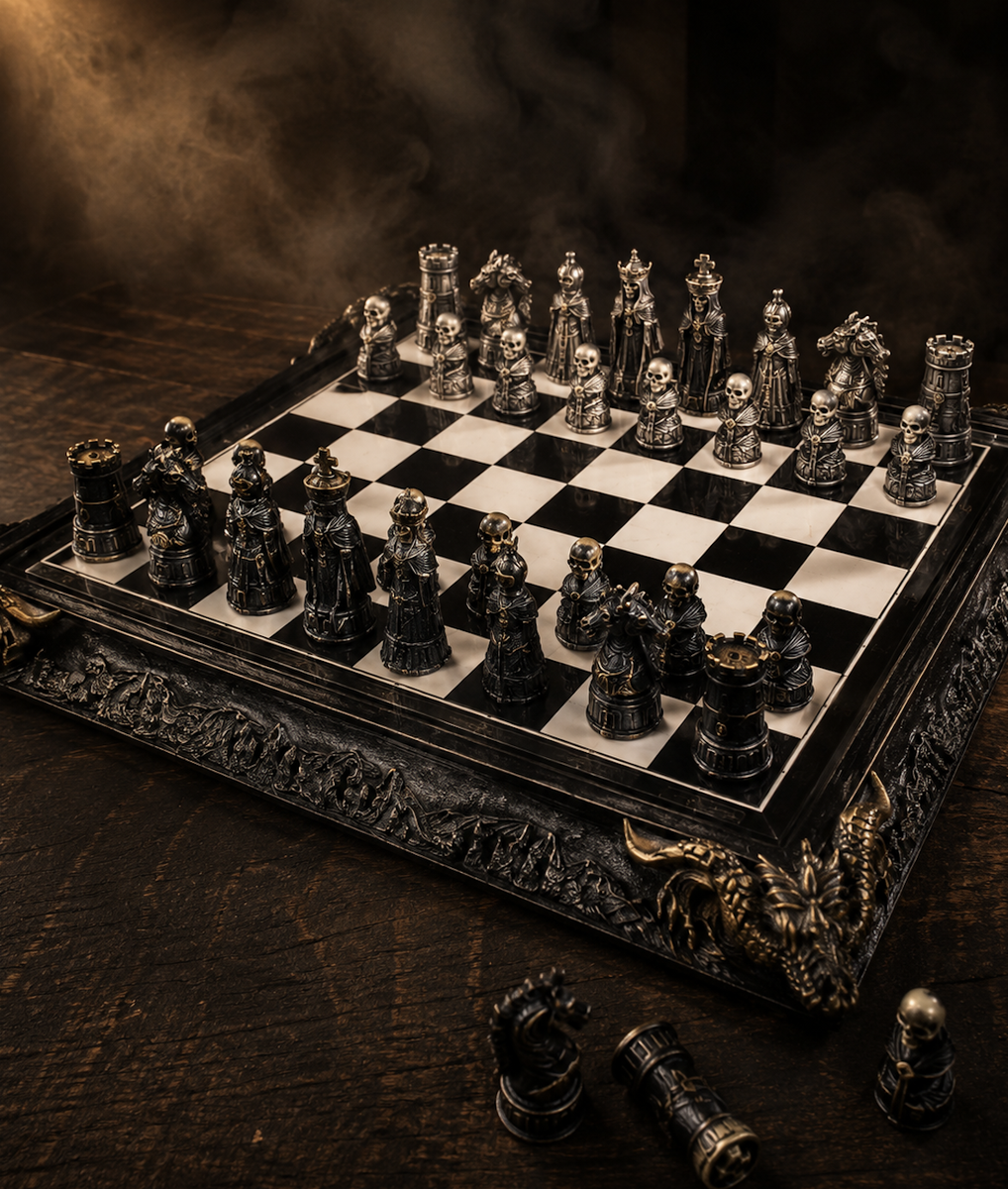 Gothic Fantasy Dragon Chess Set — Complete Board & Pieces