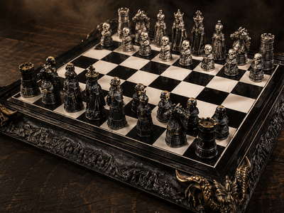 Gothic Fantasy Dragon Chess Set — Complete Board & Pieces