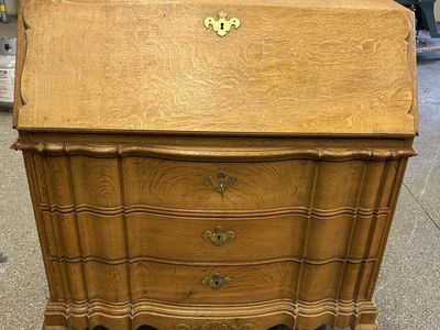 Antique French Provincial Oak Secretary Desk Drop Front Bureau Drawers