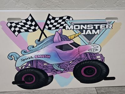 Monster Jam Sparkle Smash Unicorn Monster Truck Novelty License Plate