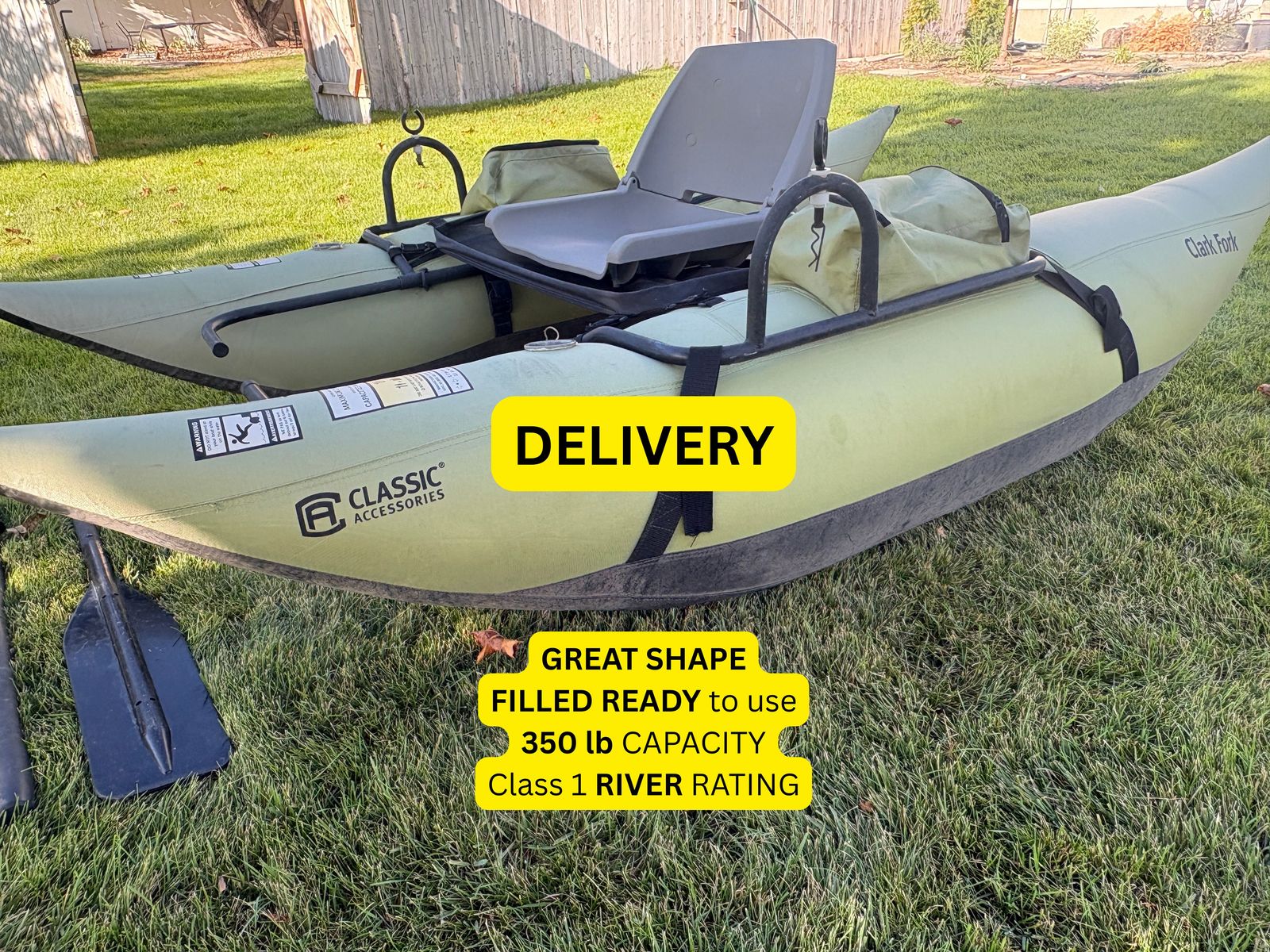 DELIVERY - 8ft FISHING/RIVER 350lb Cap Pontoon Boat
