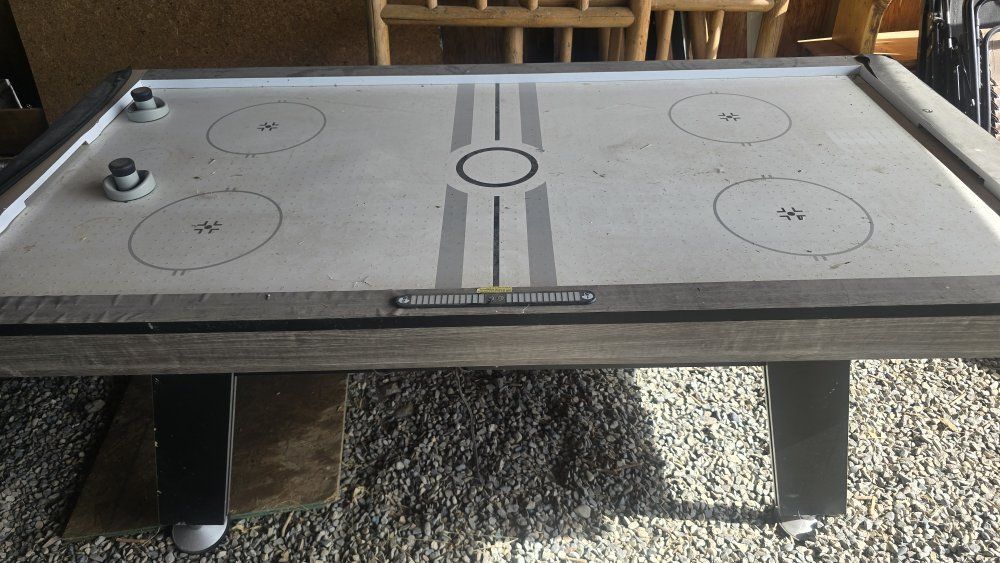Full-Size Air Hockey Table - Electronic Scoring, Grey Finish FREE