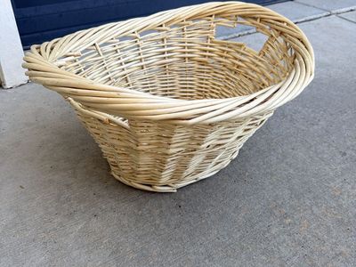 Natural Wicker Woven Storage Basket with Integrated Handles