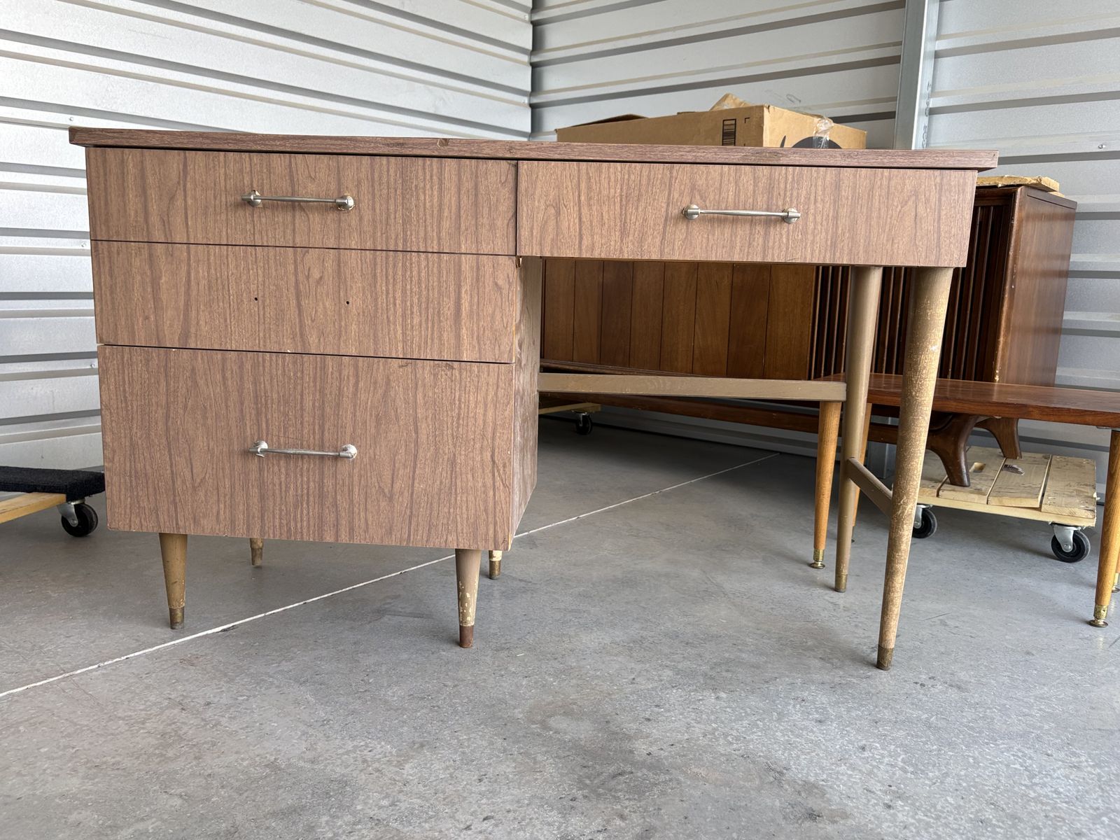 Vintage Mid Century Modern desk with drawers MCM, office