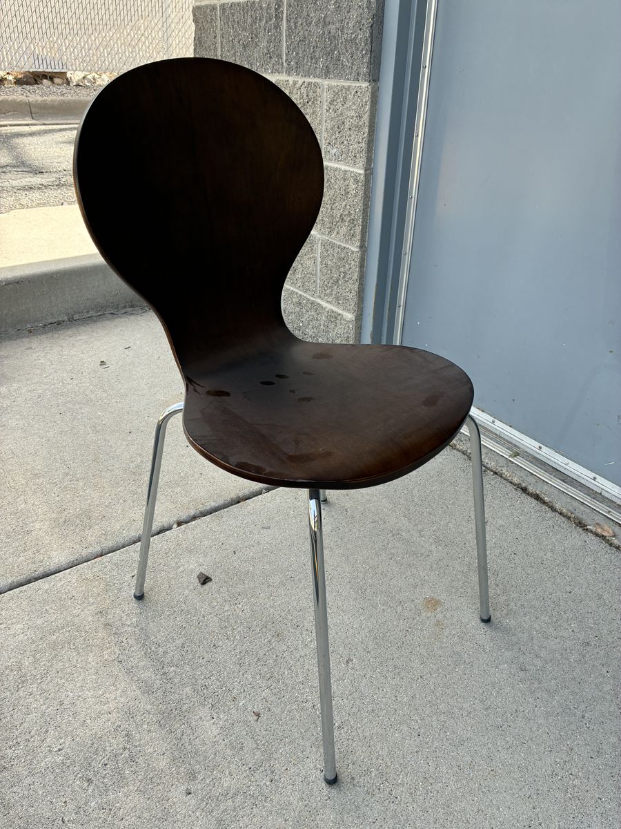 FREE Modern Dark Wood and Chrome Metal Chairs