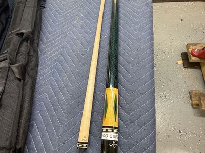 Meucci Eco Cue BRAND NEW Pool Cue Stick with Green and Wood Diamond Inlay Design with case