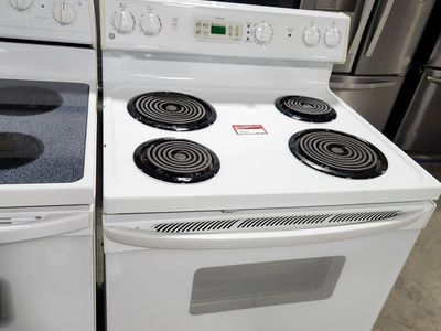 GE White Electric Range Stove Oven with Coil Burners & Digital Display