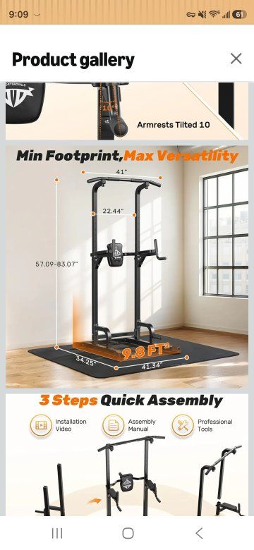 Pull Up Bar Station, 450LBS Stable Pull Up Dip Station for Home Gym Strength Training Equipment (used-good condition)