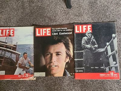 Vintage LIFE Magazine Lot of 3 - Feb 8 1943, Apr 7 1961, July 23 1971 Clint Eastwood