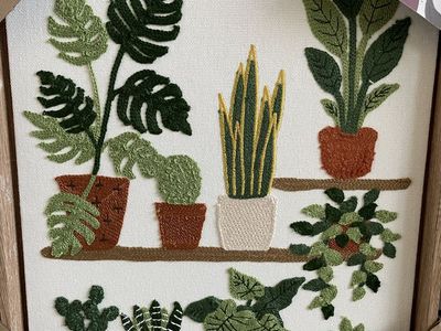 New Home Textile embroidery Woven wall Art Plants
