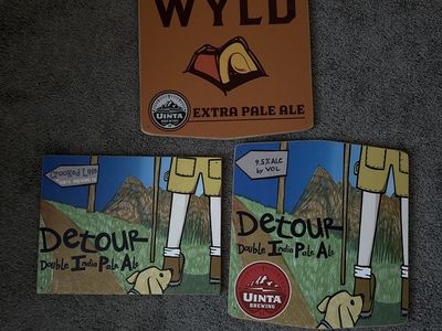 Uinta Brewing Co Beer Wood Signs Lot - Wyld Extra Pale Ale & Detour Double IPA