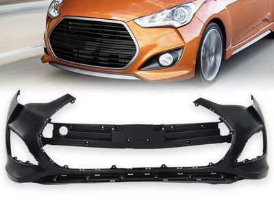 Front Bumper Cover for Hyundai Veloster 2012-2017 - Black, Unpainted, Replacement Part