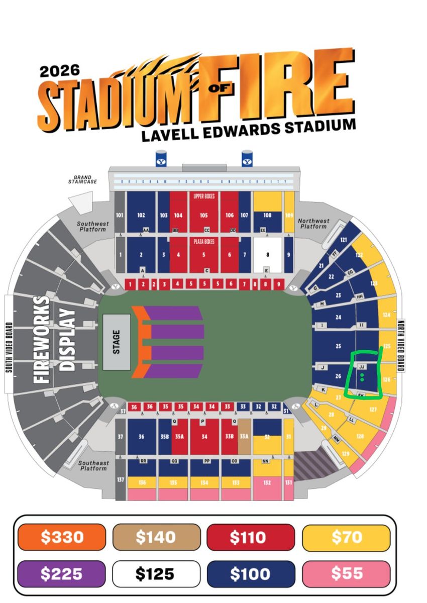 2 tickets to stadium of fire $100 each