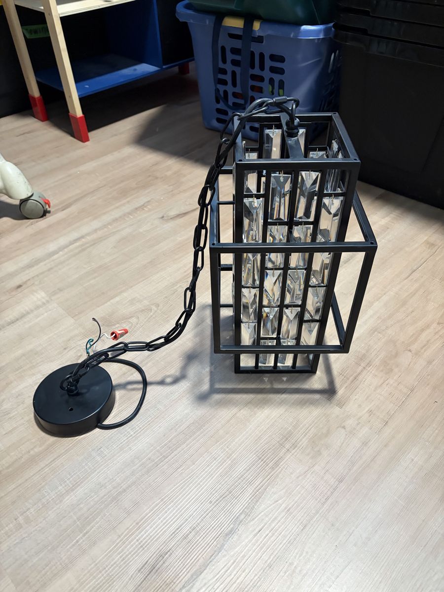 Black metal and crystal front porch lantern BRAND NEW