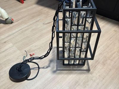 Black metal and crystal front porch lantern BRAND NEW
