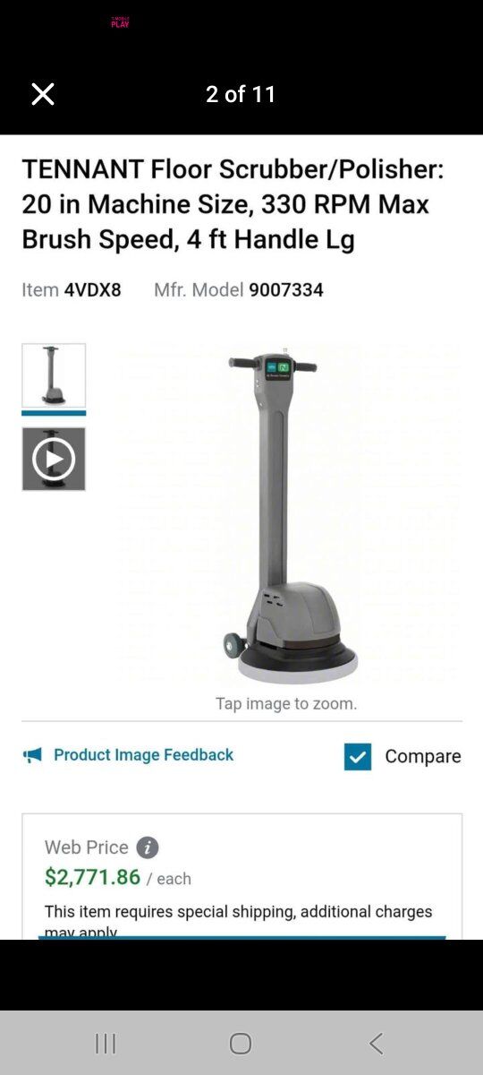 TENNANT Floor Scrubber/Polisher 330 RPM 4vdx8
