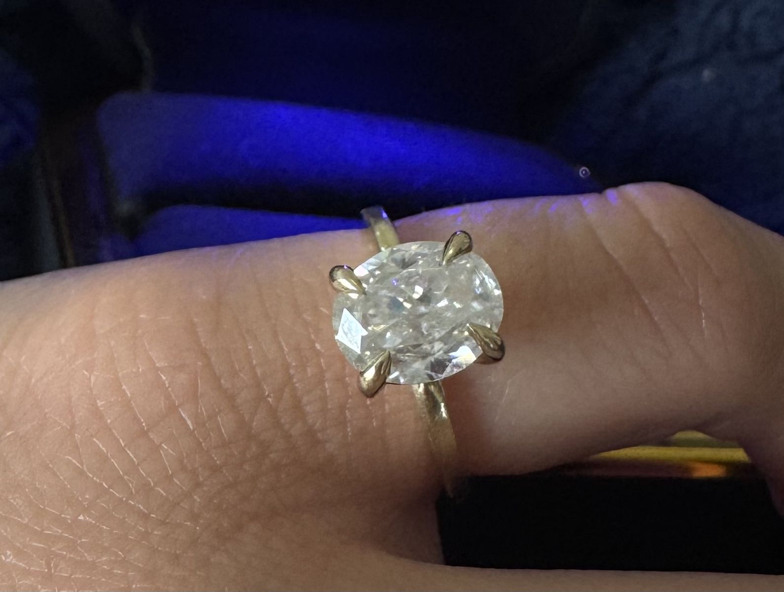 Size 4 14 Carat Yellow gold engagement ring with moussanite new box included