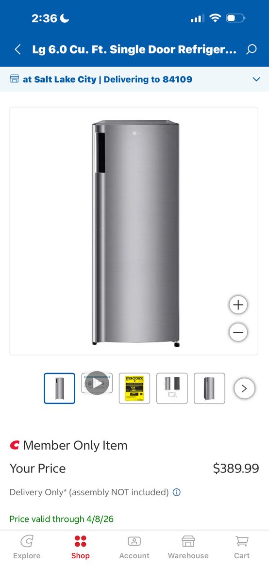 New Lg 6 Cubic ft Refrigerater - In Box