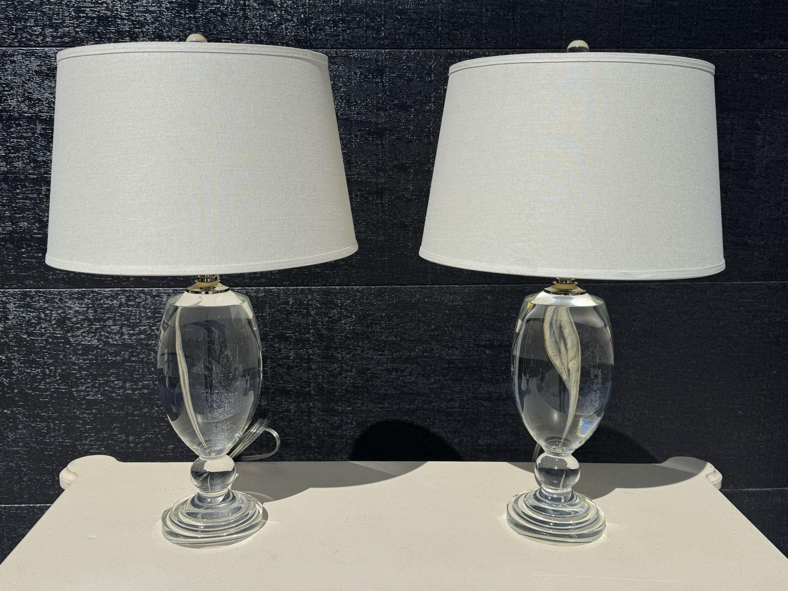 Pair Pottery Barn Lexington Glass/Crystal Lamps