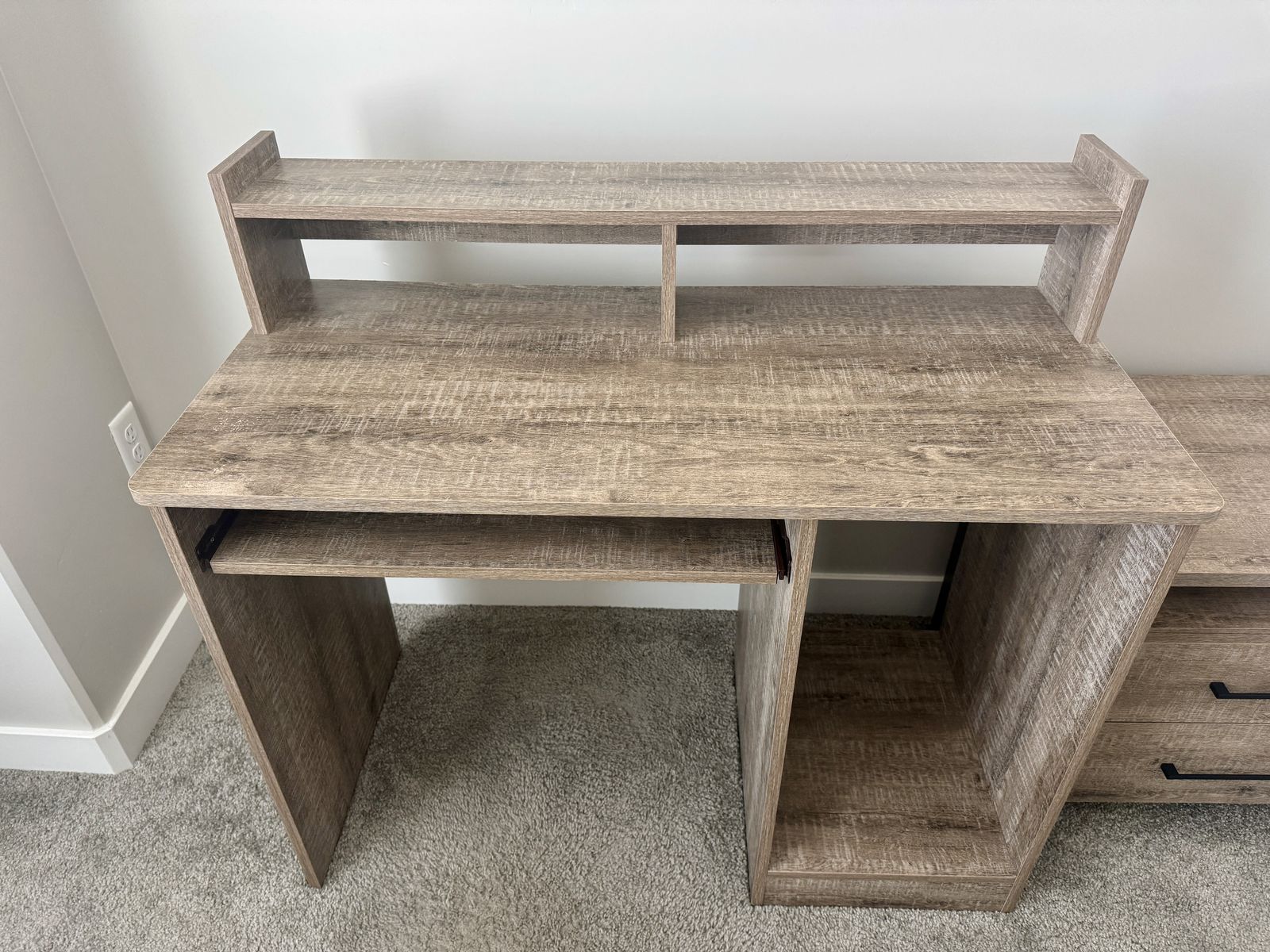 Desk with Keyboard Tray and Monitor Stand 