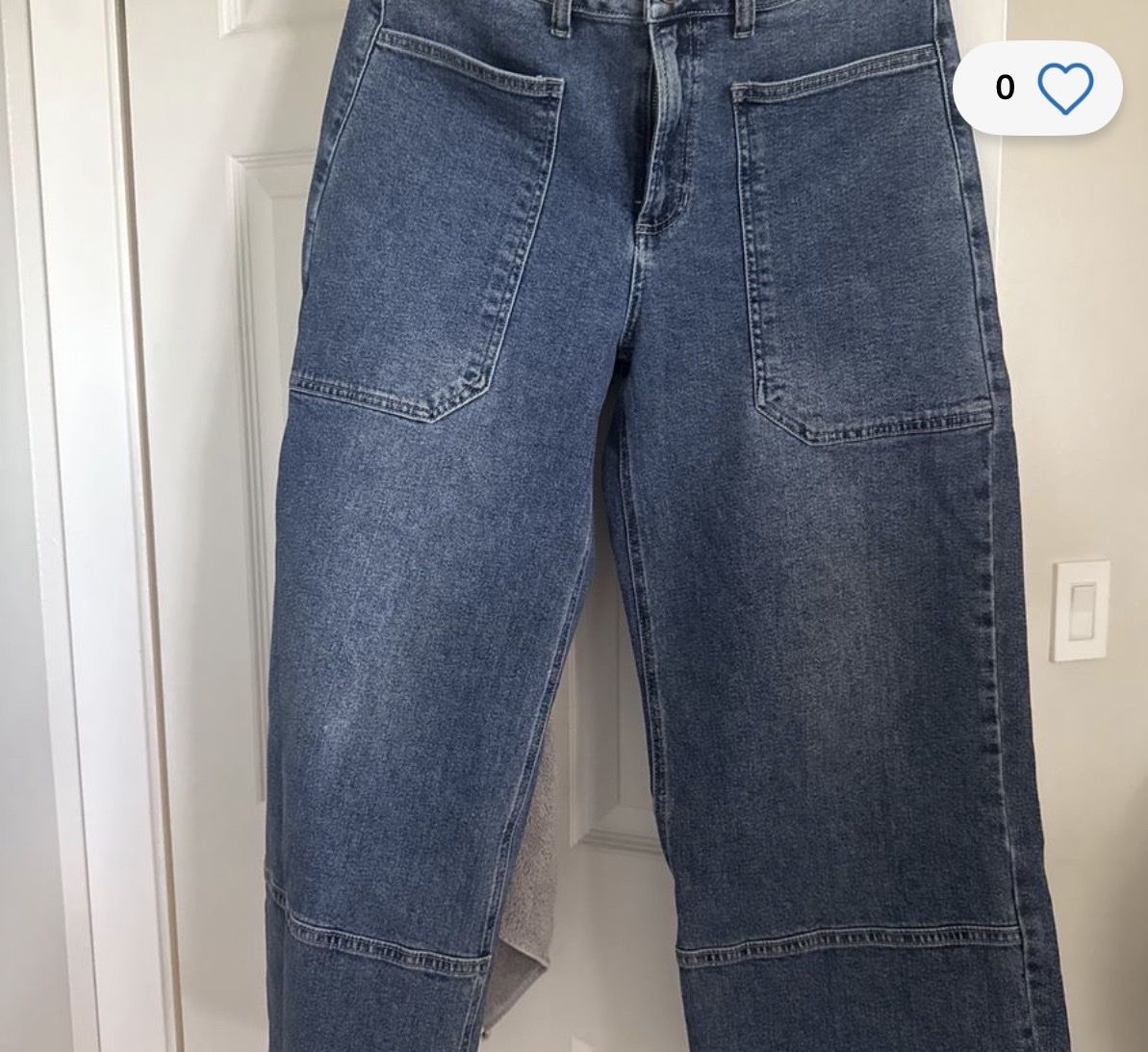 JBD Blue Denim Wide Leg Jeans with Large Front Pockets, 30, Bohme
