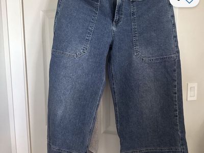 JBD Blue Denim Wide Leg Jeans with Large Front Pockets, 30, Bohme