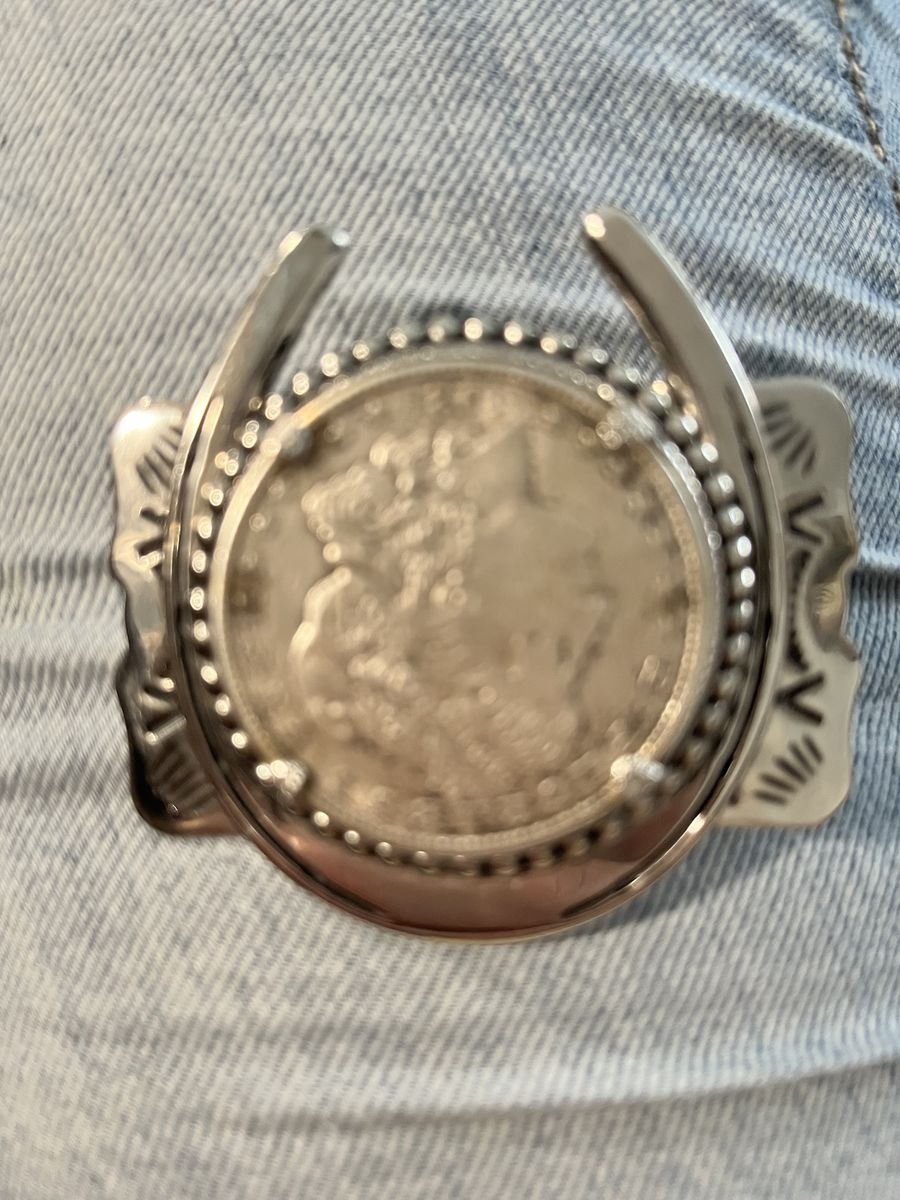 1921 silver dollar belt buckle