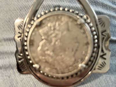 1921 silver dollar belt buckle