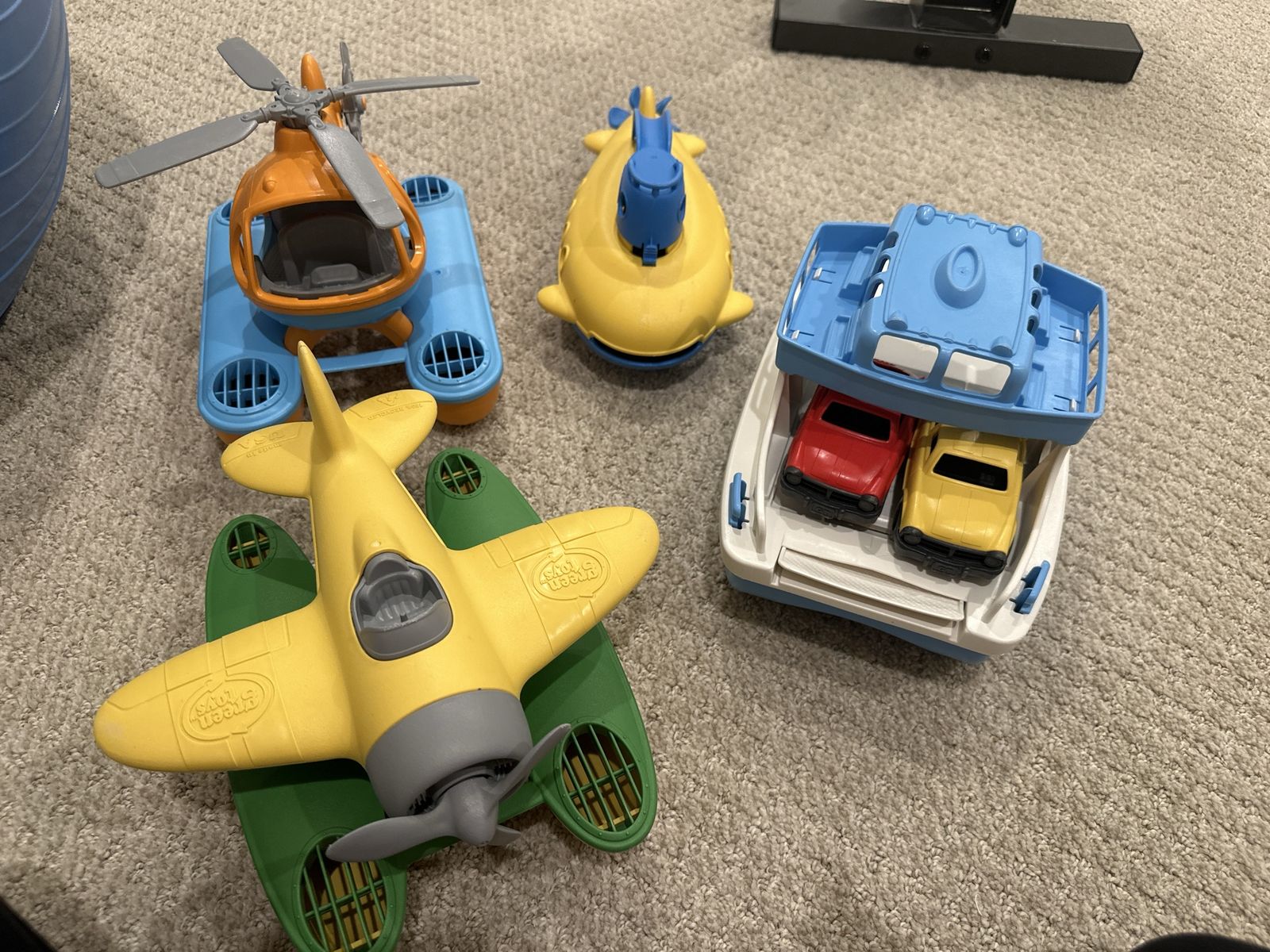Green Toys Rescue Helicopter, Submarine, Seaplane, & Ferry Boat with Cars - Eco-Friendly Playset