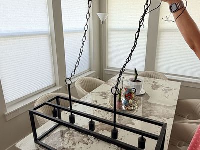 Modern Black Metal Cage Pendant Chandelier - 5-Light Island Fixture