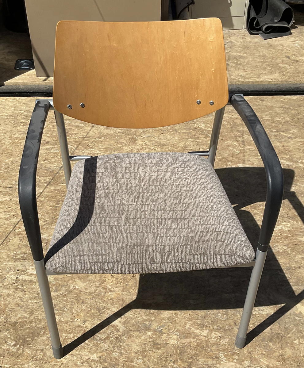 Contemporary Waiting Room Armchair - Wood & Fabric Reception Chair