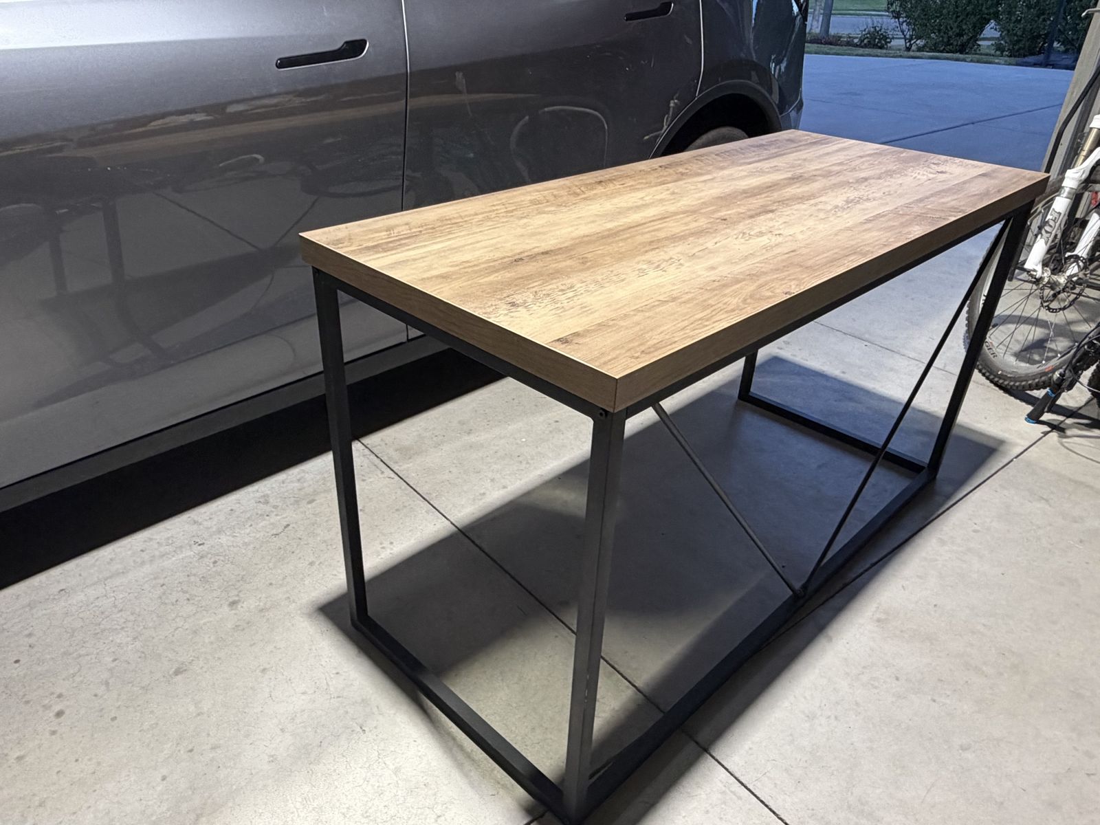 Industrial Wooden Top Desk with Black Metal Frame