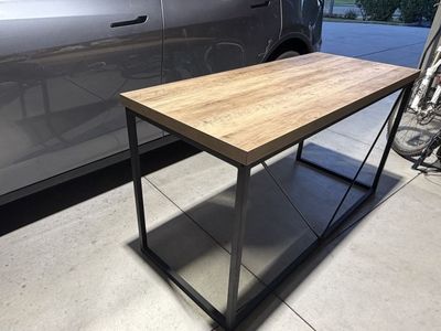 Industrial Wooden Top Desk with Black Metal Frame