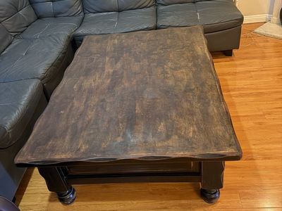 Large Rustic Wooden Coffee Table with Turned Legs