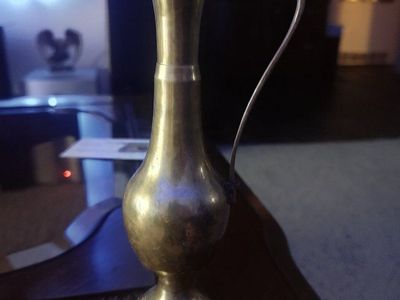 Vintage Brass Pitcher, Decorative Metal Vase with Handle - Ornate Home Decor Accent 6" tall