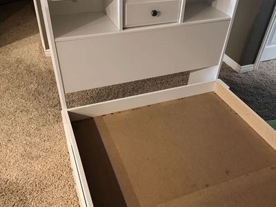 Platform bed with storage drawers, and headboard