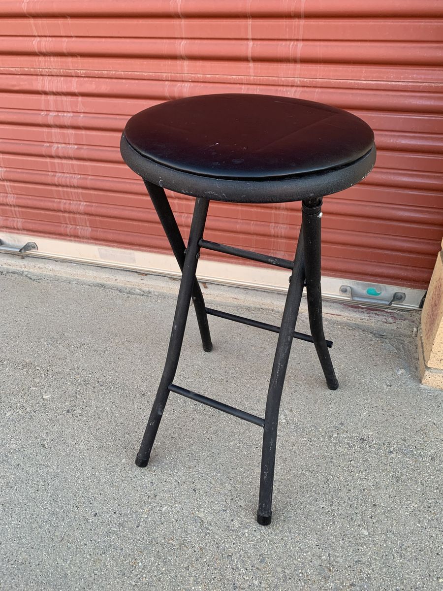 Black Leather Stool