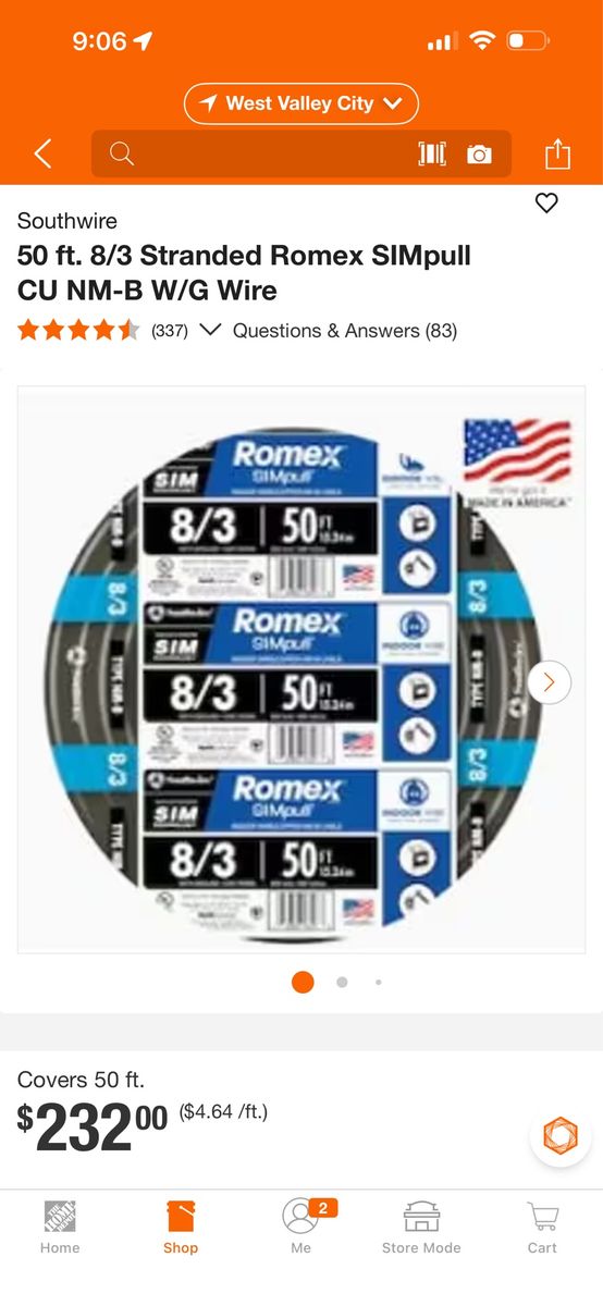8/3 Romex 50ft